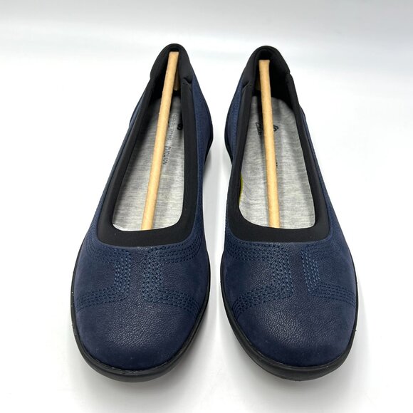 Clarks Womens Size 6 Ayla Low Blue Black Slip On Comfort Flats Loafers Shoes - Picture 2 of 14